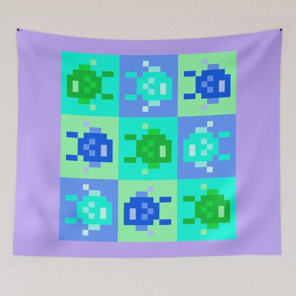 Item preview, Fancy Pixel Fishie Tiles, Green Blue Cyan designed and sold by rin3d .