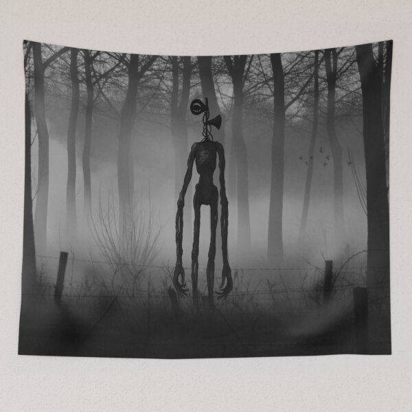 Item preview, Siren head in dark black horror forest designed and sold by Nishad4.