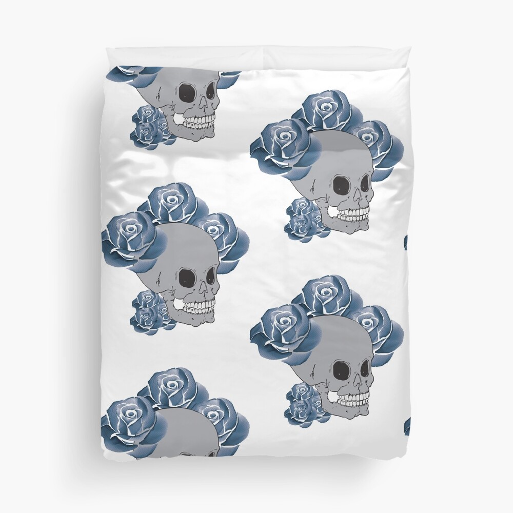 Discover Watercolor skulls with floral - funny  Duvet Cover