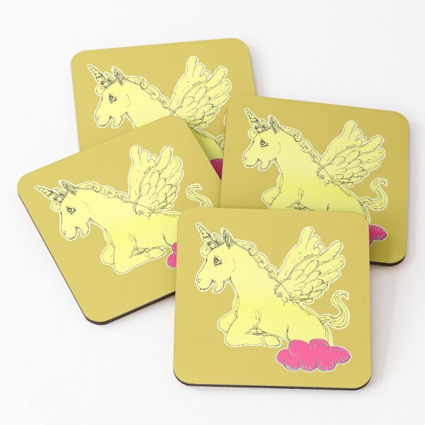 Item preview, Yellow Unicorn Horse Popping Up From A Cloud (Original Drawing by ACCI) designed and sold by VanyssaGraphics.