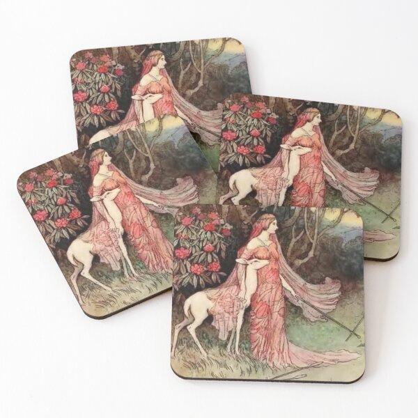 Item preview, Lady and a Deer by Warwick Goble  designed and sold by ArtHistoryLover.