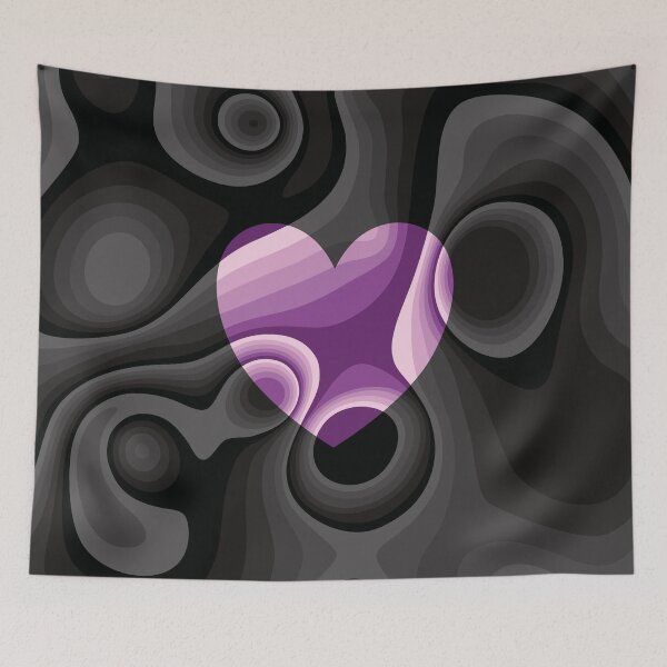Item preview, Purple, black and white heart marble designed and sold by Captain Chromatic.