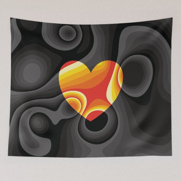 Item preview, Orange, black and white heart marble designed and sold by Captain Chromatic.