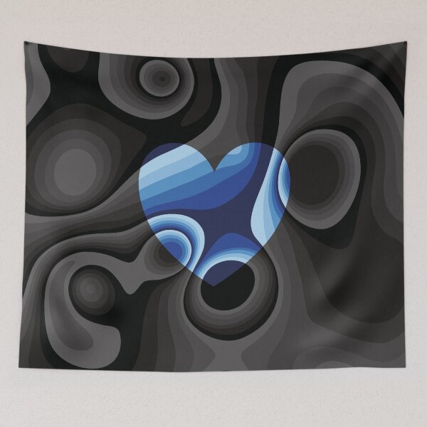 Item preview, Blue, black and white heart marble designed and sold by Captain Chromatic.