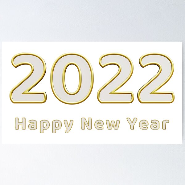 Item preview, happy new year 2022 text 3d white gold color designed and sold by Mim007.