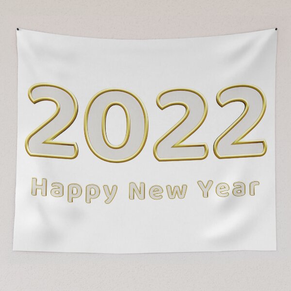 Item preview, happy new year 2022 text 3d white gold color designed and sold by Mim007.