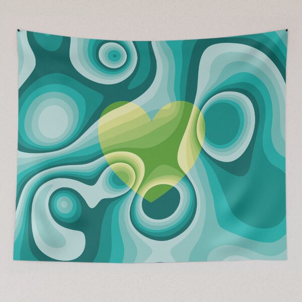 Item preview, Green and turquoise heart marble designed and sold by Captain Chromatic.