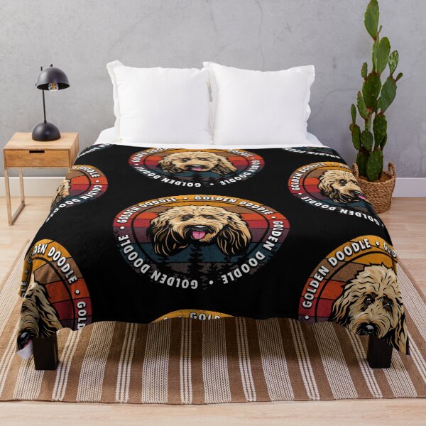 Item preview, Golden Doodle distressed sunset retro dog face design designed and sold by SamRVstore.