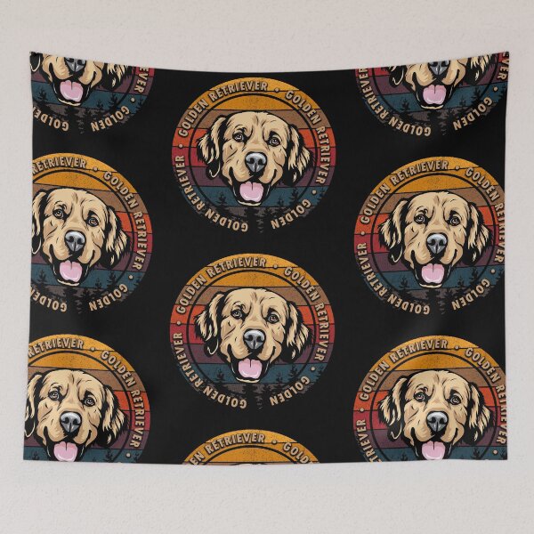 Item preview, Golden Retriever distressed sunset retro dog face design designed and sold by SamRVstore.