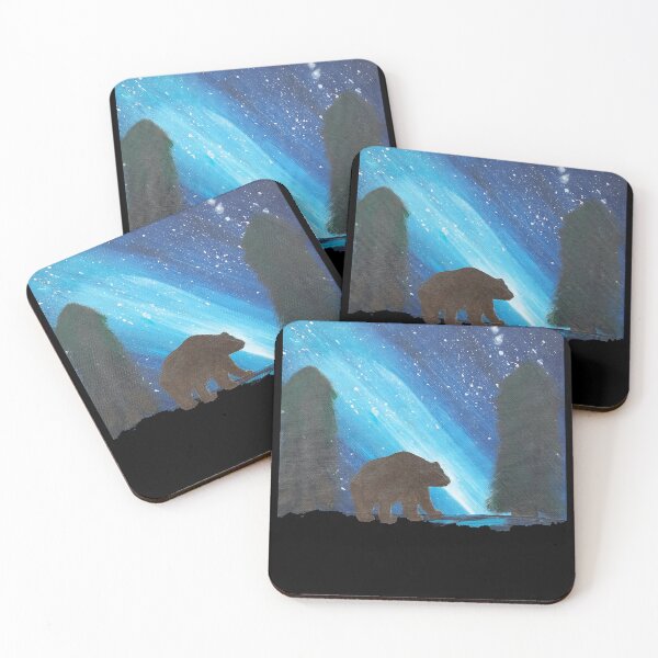 Item preview, Black bear silhouette shooting star nightsky  designed and sold by LukjanovArt.