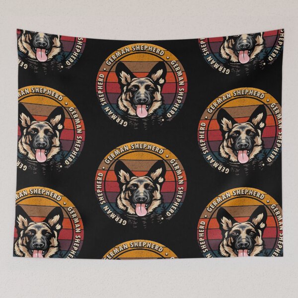 Item preview, German Shepherd distressed sunset retro dog face design designed and sold by SamRVstore.