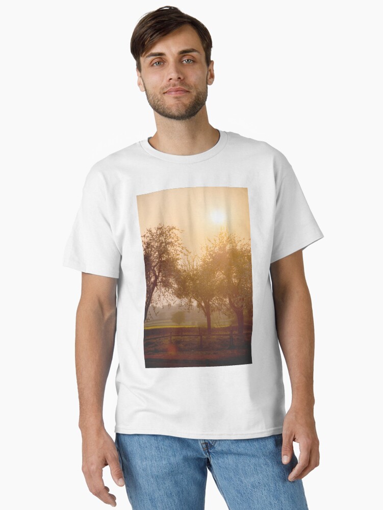 Thumbnail 1 of 7, Classic T-Shirt, Dreamy Orchard Sunset designed and sold by BeckmogArt.