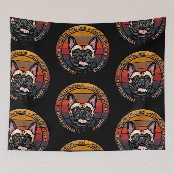 Item preview, French Bulldog distressed sunset retro dog face design designed and sold by SamRVstore.