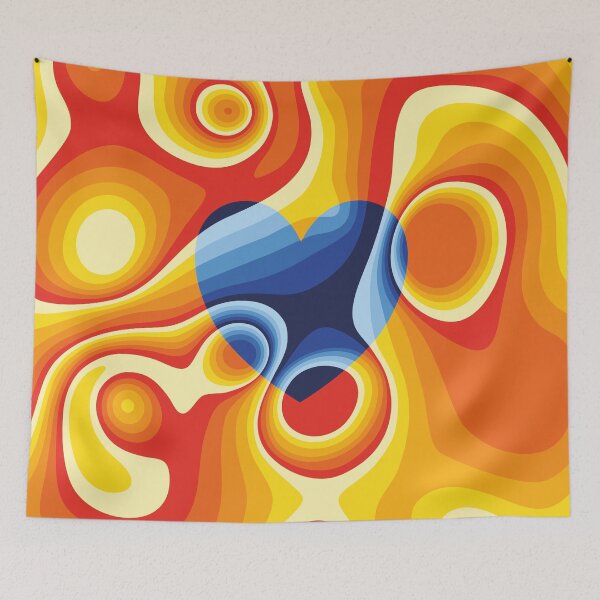 Item preview, Blue, red, orange and yellow heart marble designed and sold by Captain Chromatic.