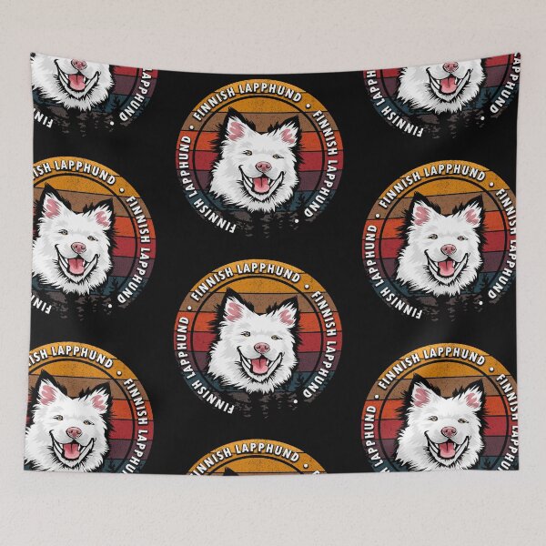Item preview, Finnish LappHund distressed sunset retro dog face design designed and sold by SamRVstore.