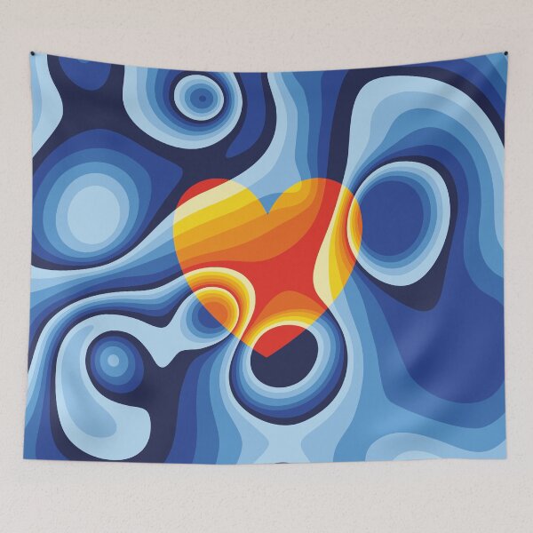 Item preview, Blue, red, orange and yellow heart marble designed and sold by Captain Chromatic.
