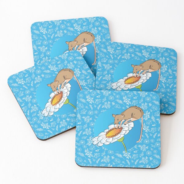 Item preview, Cute mouse on a flower with a pattern of white wild flowers designed and sold by FunnyChameleon.