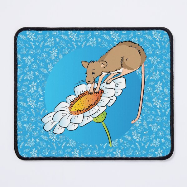 Item preview, Cute mouse on a flower with a pattern of white wild flowers designed and sold by FunnyChameleon.