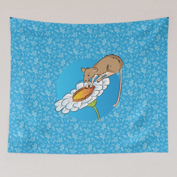 Item preview, Cute mouse on a flower with a pattern of white wild flowers designed and sold by FunnyChameleon.