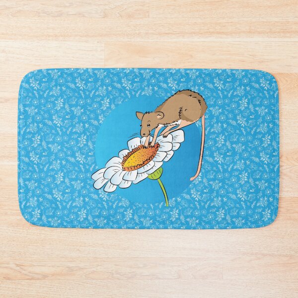 Item preview, Cute mouse on a flower with a pattern of white wild flowers designed and sold by FunnyChameleon.
