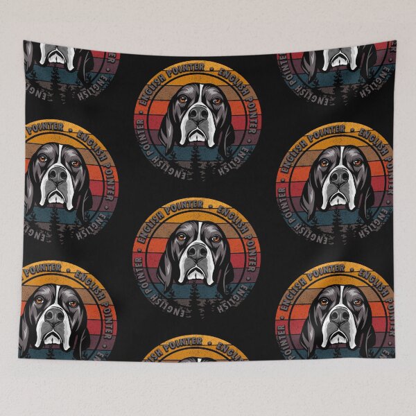 Item preview, English Pointer distressed sunset retro dog face design designed and sold by SamRVstore.