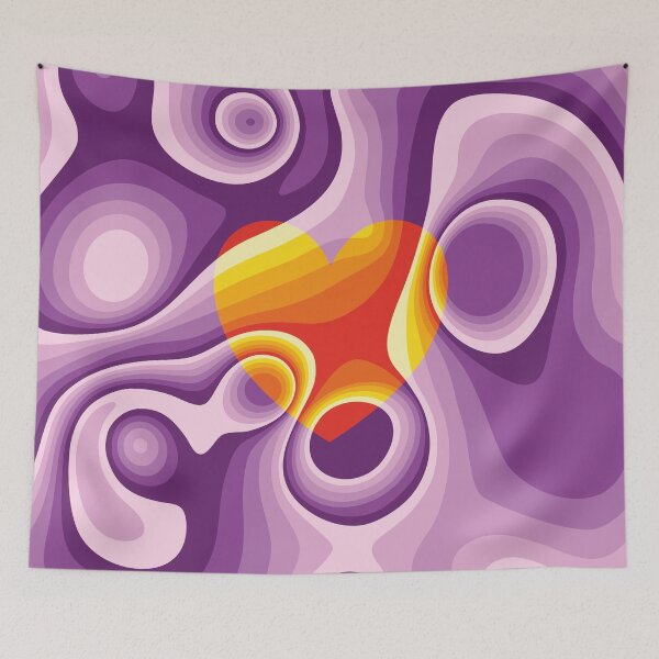 Item preview, Purple, red, orange and yellow heart marble designed and sold by Captain Chromatic.