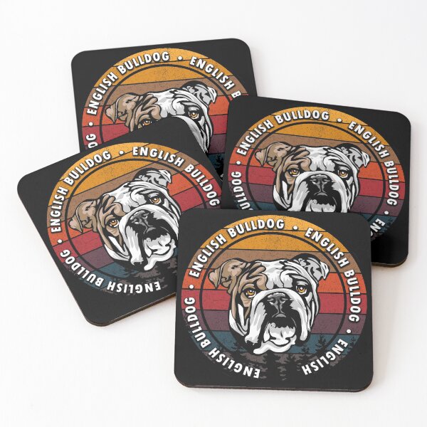 Item preview, English Bulldog distressed sunset retro dog face design designed and sold by SamRVstore.