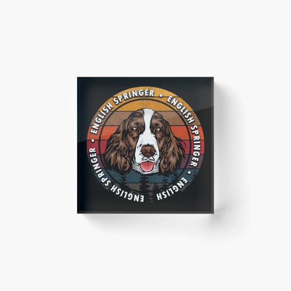 Artikelvorschau, Englischer Springer beunruhigter Sonnenuntergang Retro-Hundegesichtsdesign entworfen und verkauft von SamRVstore.