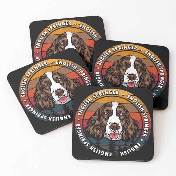 Item preview, English Springer distressed sunset retro dog face design designed and sold by SamRVstore.