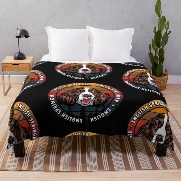 Item preview, English Springer distressed sunset retro dog face design designed and sold by SamRVstore.