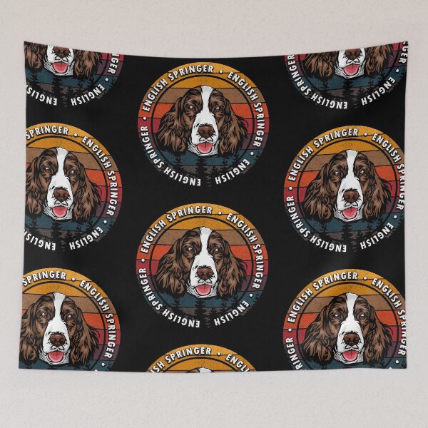 Item preview, English Springer distressed sunset retro dog face design designed and sold by SamRVstore.