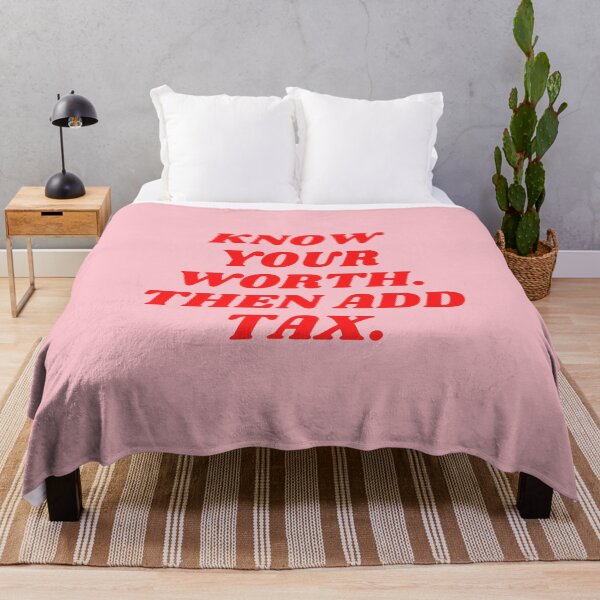 Item preview, Know Your Worth, Then Add Tax, Inspirational, Motivational, Empowerment, Feminist, Pink, Red designed and sold by Magic Love Art Print.
