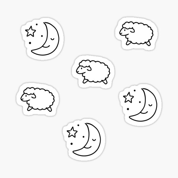 Sleeping Moon and Sheep Sticker