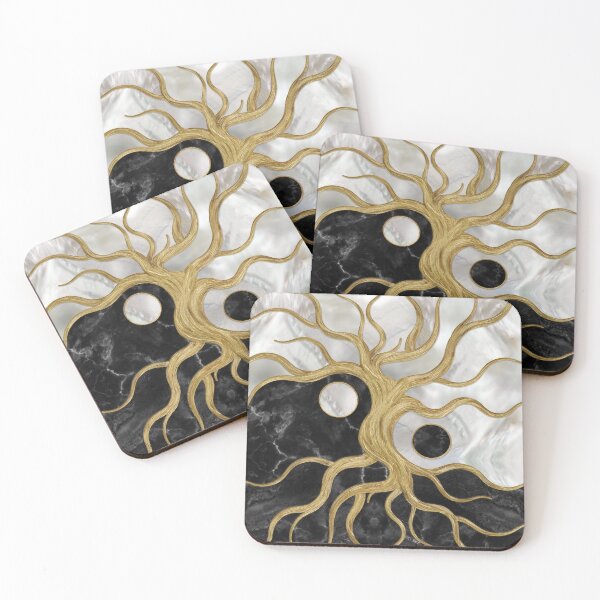 Item preview, Yin Yang Tree of life - Marbles and Gold designed and sold by k9printart.