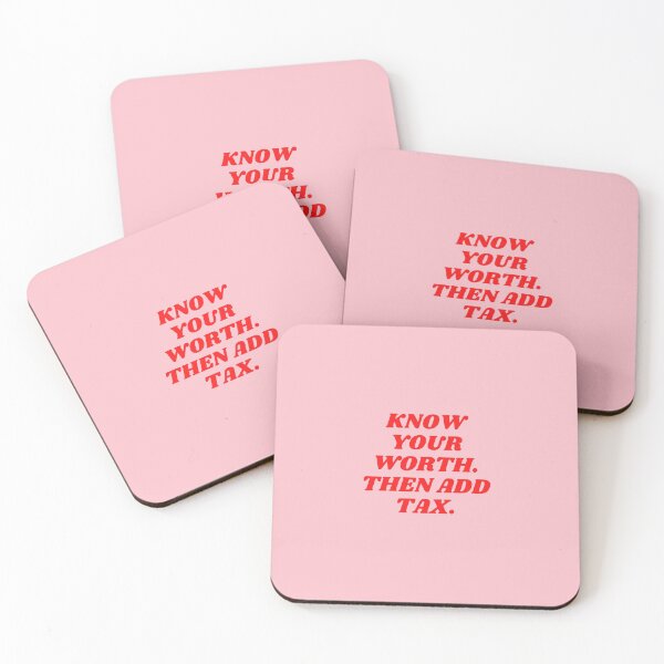 Item preview, Know Your Worth, Then Add Tax, Inspirational, Motivational, Empowerment, Feminist, Pink, Red designed and sold by Magic Love Art Print.