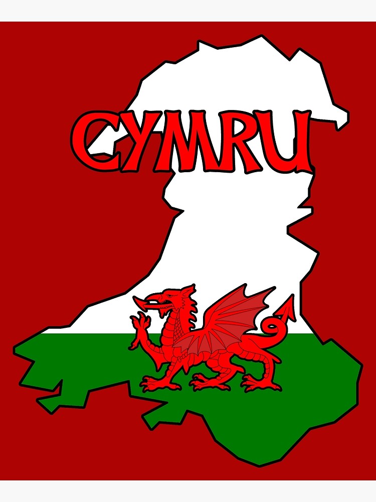 "CYMRU Wales map patriotic Welsh dragon (y Ddraig Goch)" Poster for