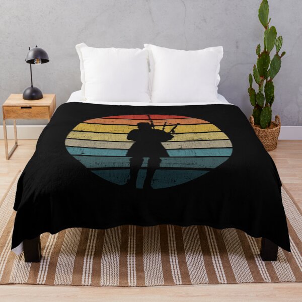 Item preview, Bagpipe Silhouette On A Distressed Retro Sunset print designed and sold by theodoros20.