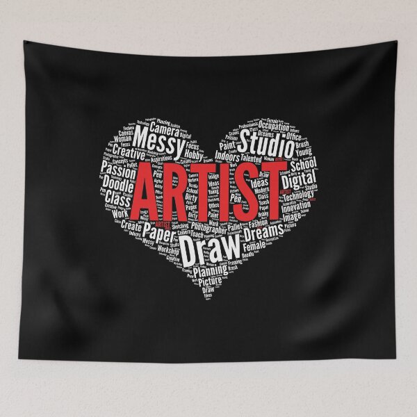 Item preview, Artist Art Painter Draw Heart Shape Word Cloud graphic designed and sold by theodoros20.
