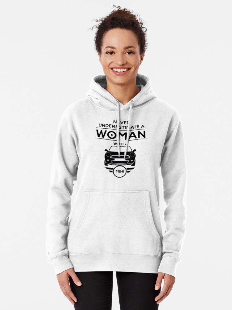 never underestimate woman with a mini Pullover Hoodie for Sale by chkokis  Clothing