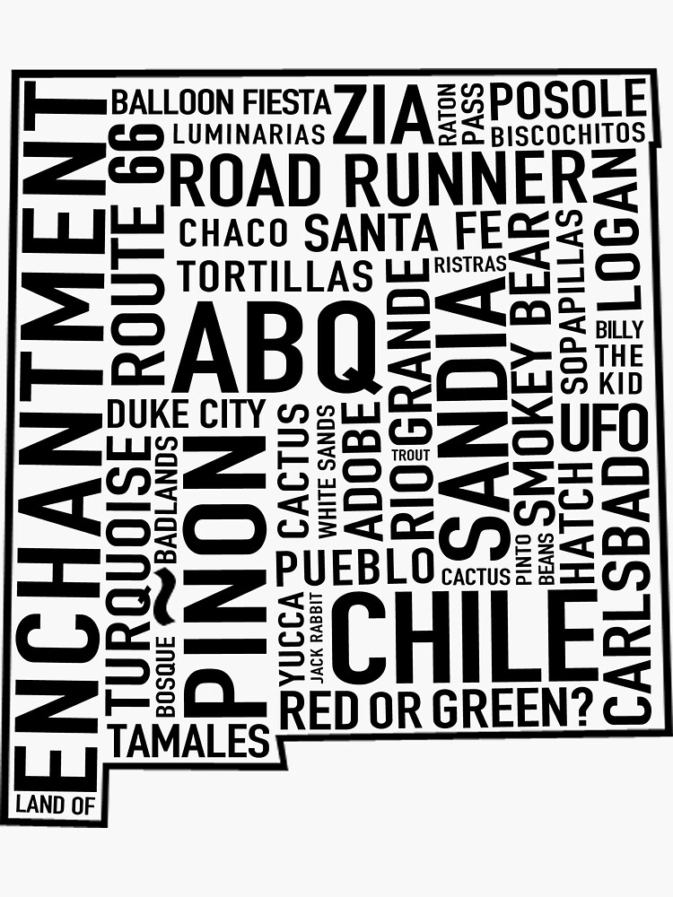 "New Mexico Word Art" Sticker for Sale by sarahschloem Redbubble