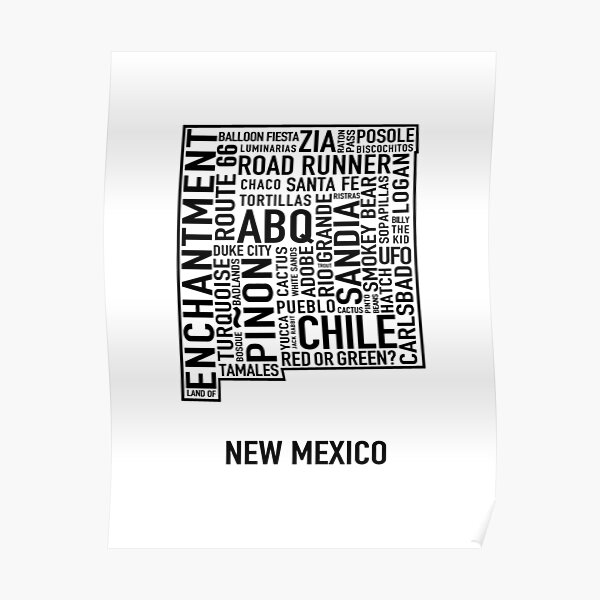 "New Mexico Word Art" Poster for Sale by sarahschloem Redbubble