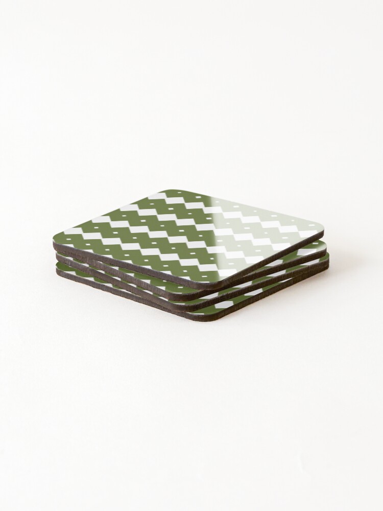 Thumbnail 4 of 5, Coasters (Set of 4), Green Diamond Shape Pattern Design designed and sold by Fatbread.