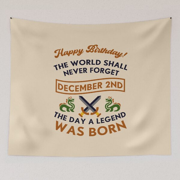 Item preview, December 2nd The Day A Legend Was Born Dragons and Swords Design (Dark) designed and sold by Graograman.