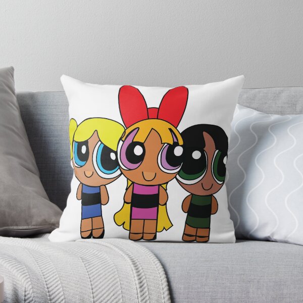 Powerful girls cartoon Throw Pillow