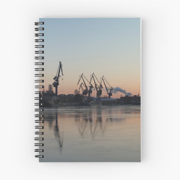Item preview, Silhouettes of of portal cranes on the horizon designed and sold by mrivserg.