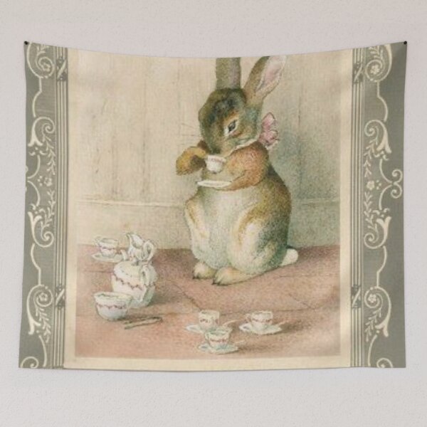 Item preview, Beatrix Potter Rabbit Tea Party Book Cover Illustration  designed and sold by Pinkmagenta.