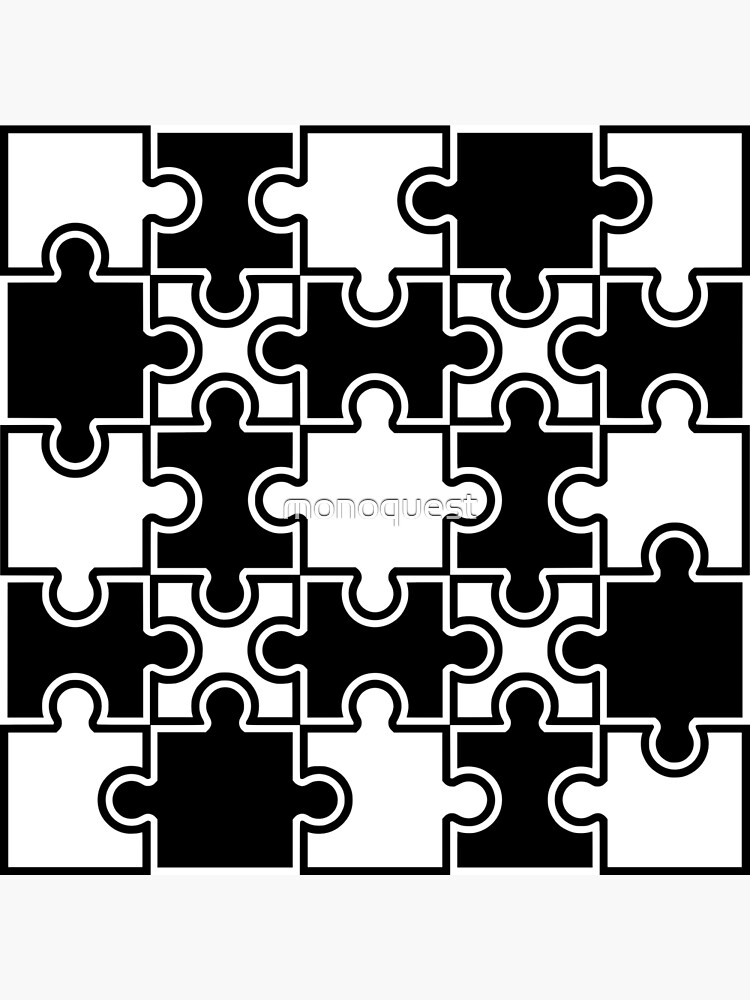 "black and white jigsaw puzzle" Poster for Sale by monoquest Redbubble