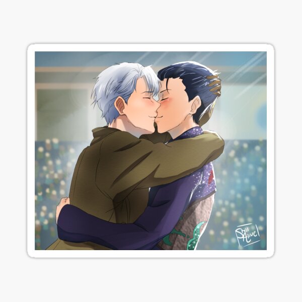Viktor and Yuri Kiss Sticker.