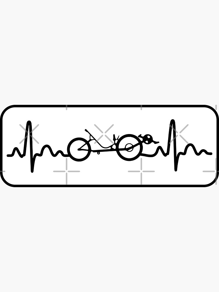 Thumbnail 3 of 3, Sticker, recumbent bike heartbeat/ recumbent cyclist gift idea / recumbent lover present designed and sold by anodyle.
