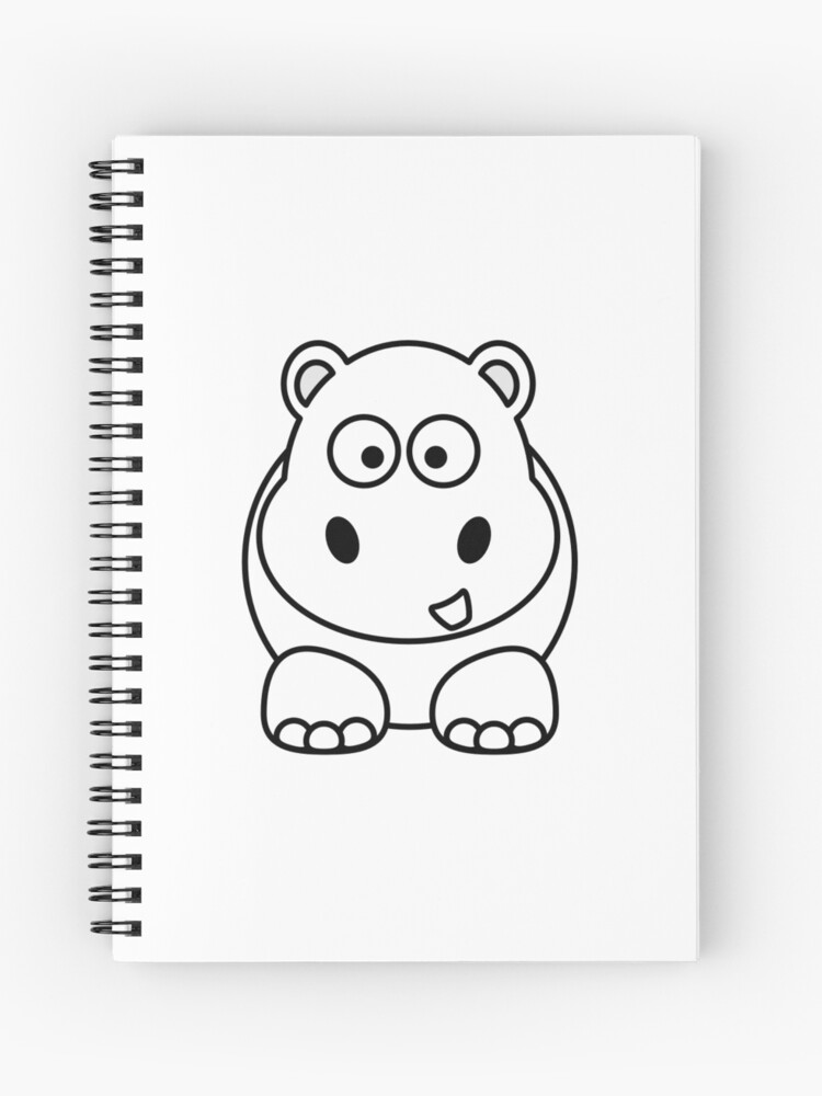 Cuaderno de espiral «Hipopótamo de dibujos animados blanco y negro» de  huddo321 | Redbubble